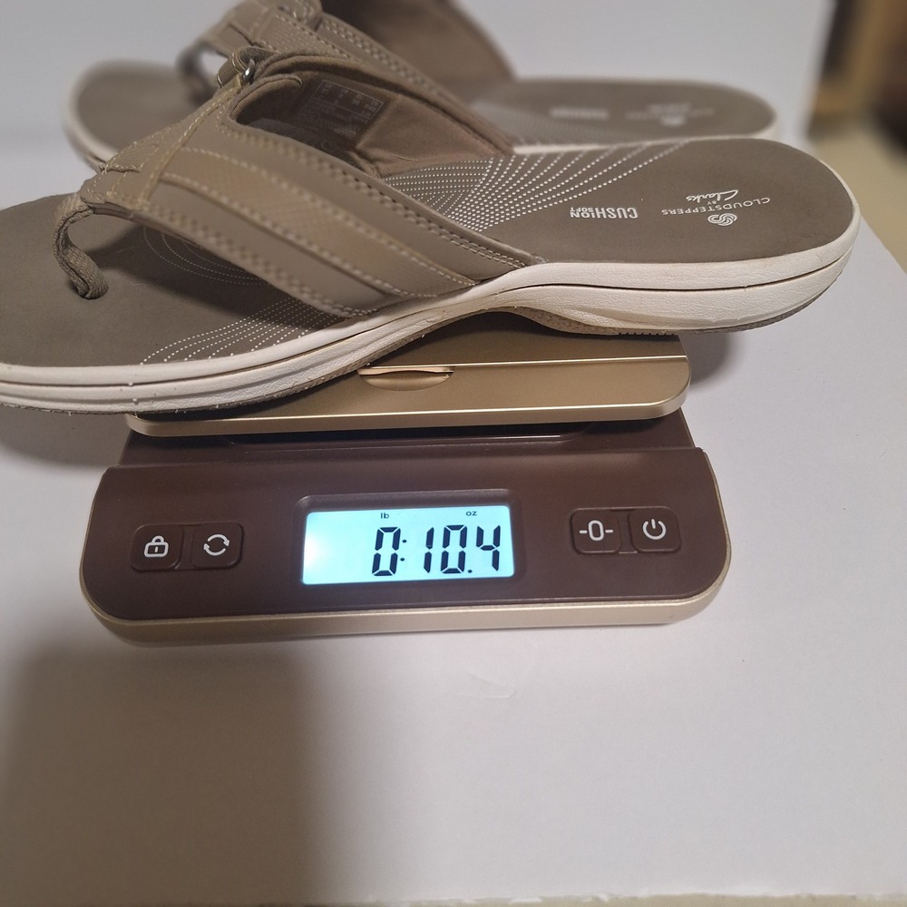 Clarks Cloudsteppers Brinkley Jazz Taupe Brown Flip Flop Sandals Womens 8